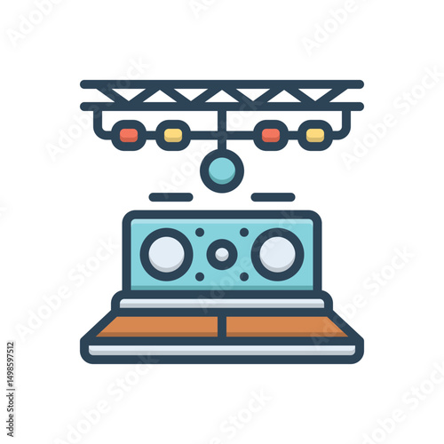 Color illustration icon for dj
