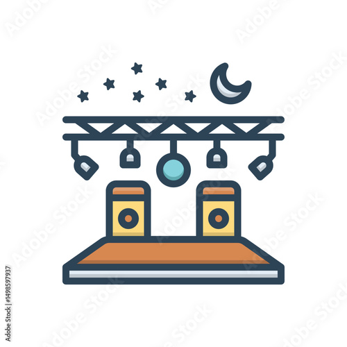 Color illustration icon for night show