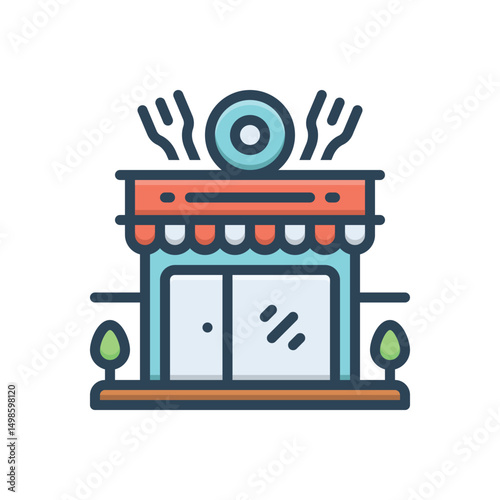 Color illustration icon for restaurant