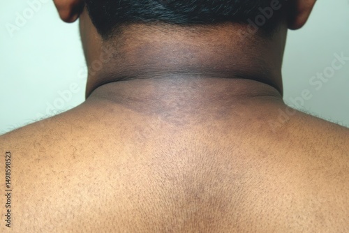 Acanthosis Nigricans Neck Darkening Photo: Close-up of Dark Skinned Man