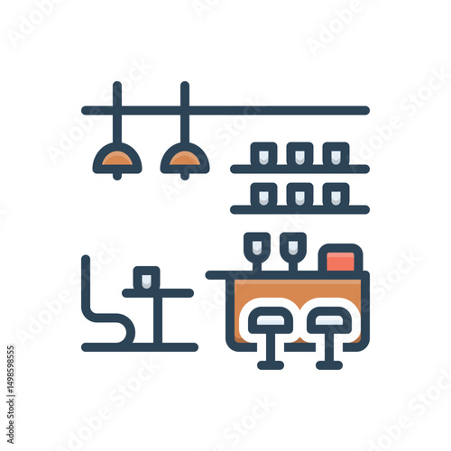 Color illustration icon for bar