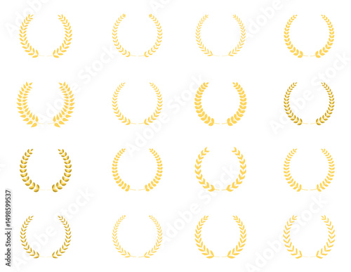 Golden Laurel Wreath Icons Collection for Awards and Achievements