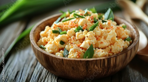 Freshly Prepared Cauliflower Rice with Green Onions and Seasoning