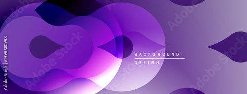 Abstract purple layers create flowing shapes. Gradient hues blend, forming modern background design. Minimalist aesthetic, smooth transitions.