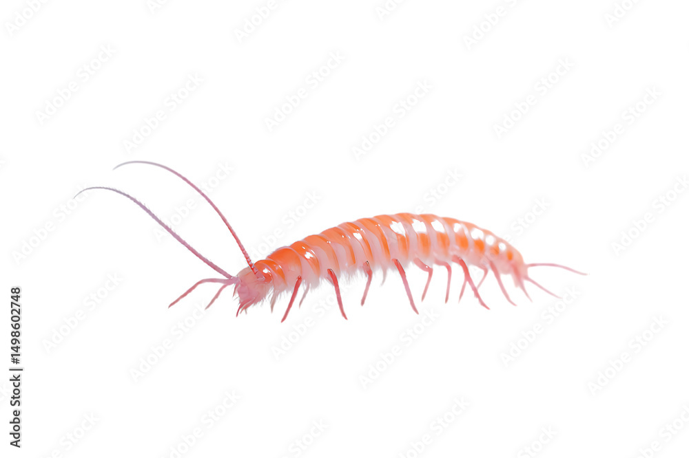 Pink Sea Centipede on Black Background Pink Sea Centipede on Black Background