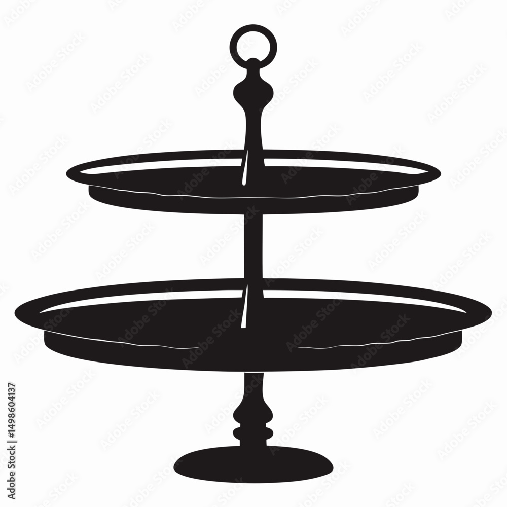 Two-Tiered Serving Tray Silhouette Vector Illustration Two-Tiered Serving Tray Silhouette Vector Illustration