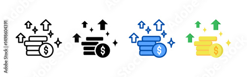 Increase icon set bundle. Multi style icon collection perfect for websites, apps, and presentations. Simple vector icon collection