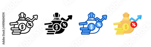 Interest rate icon set bundle. Multi style icon collection perfect for websites, apps, and presentations. Simple vector icon collection