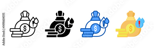 Liquidity risk icon set bundle. Multi style icon collection perfect for websites, apps, and presentations. Simple vector icon collection