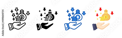 Low income icon set bundle. Multi style icon collection perfect for websites, apps, and presentations. Simple vector icon collection