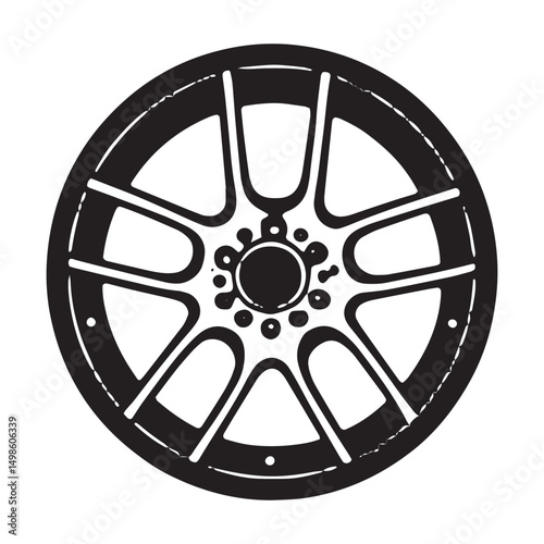 Stylish Car Wheel Rim Design Spoke Pattern and Alloy Wheel Illustration