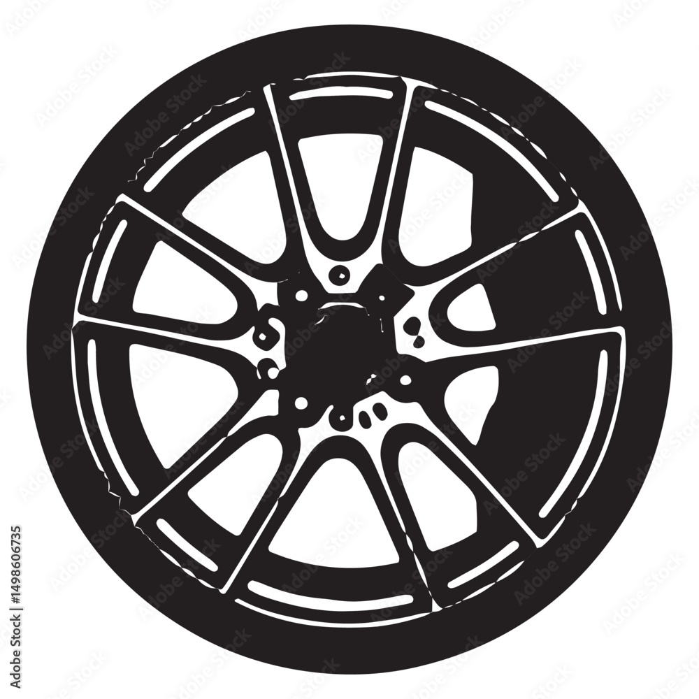 Obraz premium Stylish Car Wheel Design Spoke Pattern and Rim Detail Illustration