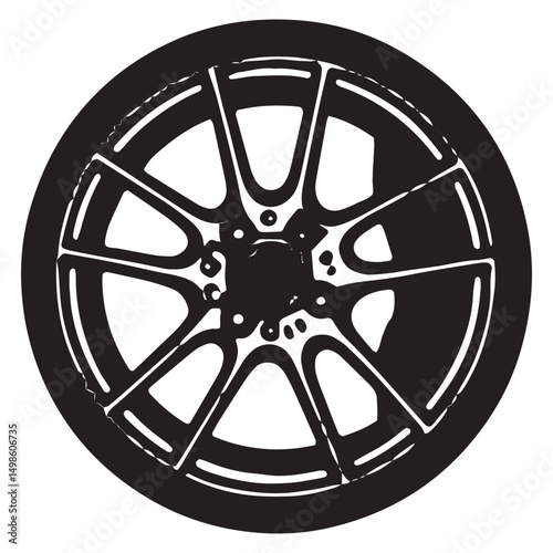 Stylish Car Wheel Design Spoke Pattern and Rim Detail Illustration