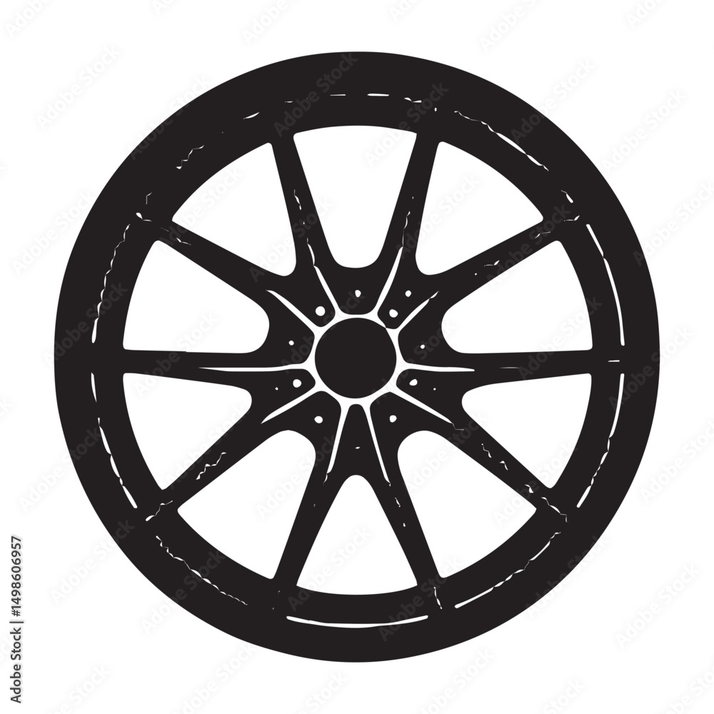 Obraz premium Classic Car Wheel Design Eight Spoke Rim Illustration