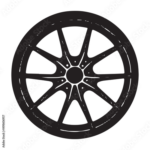 Classic Car Wheel Design Eight Spoke Rim Illustration