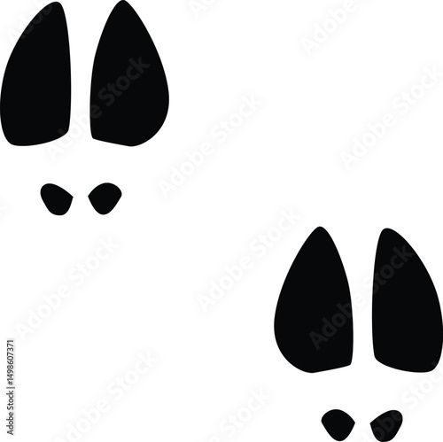 Giraffe paw print silhouette. Animal footprint in black color.