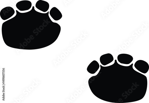 Elephant paw print silhouette. Animal footprint in black color.