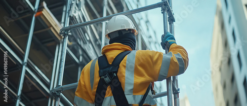 Construction Worker on Scaffolding