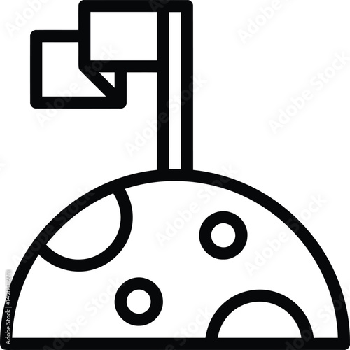 Moon with Flag Icon - World Alien Day Colonization Symbol