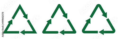 recycling symbol CFB, vector. Reycycle code black. Collection of four recycling icons in outline, black, green, and blue styles. Perfect for eco, sustainability, and environmental projects. Recycle. 