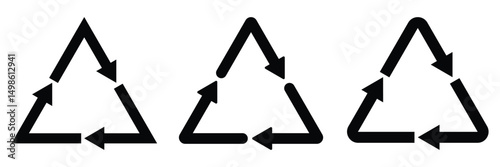 recycling symbol CFB, vector. Reycycle code black. Collection of four recycling icons in outline, black, green, and blue styles. Perfect for eco, sustainability, and environmental projects. Recycle. 