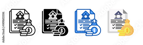 Monetary policy icon set bundle. Multi style icon collection perfect for websites, apps, and presentations. Simple vector icon collection