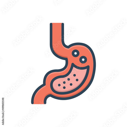 Color illustration icon for stomach