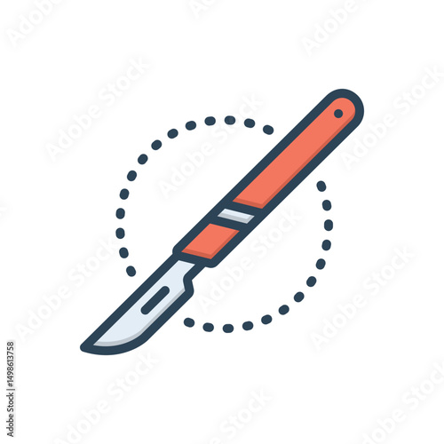 Color illustration icon for surgical knife