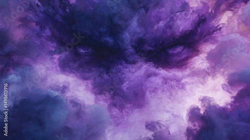 Mysterious Purple Clouds Forming an Intense Facial Expression