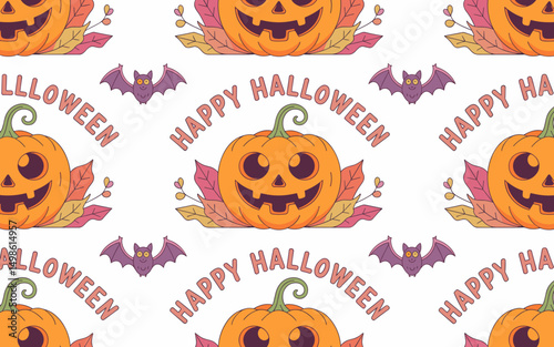 halloween seamless pattern, halloween, pumpkin, vector, autumn, pattern, illustration, seamless, orange, set, holiday, icon, october, celebration, design, cartoon, horror, spooky, fun, face, art, seas