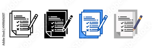 Assessment icon set bundle. Multi style icon collection perfect for websites, apps, and presentations. Simple vector icon collection