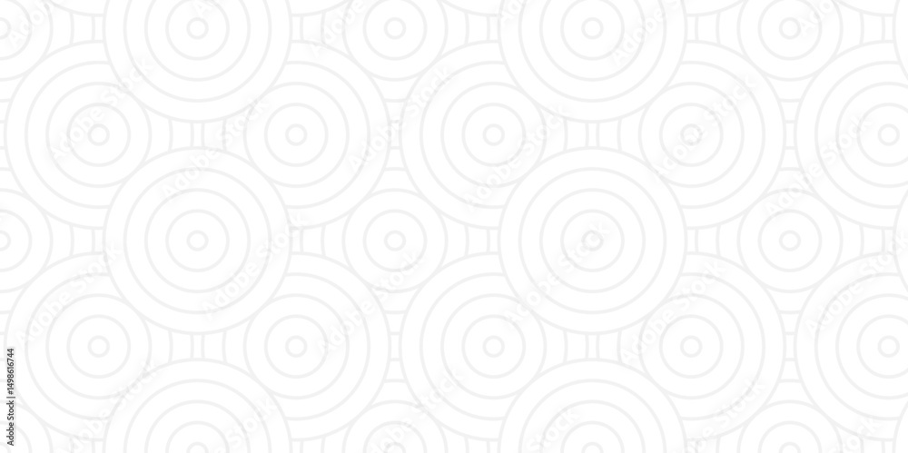 Fototapeta premium Minimal Overlapping creative diamond circle abstract white and gray pattern background with waves texture. geometric digital fabric pattern circles floral lapping white retro background. 