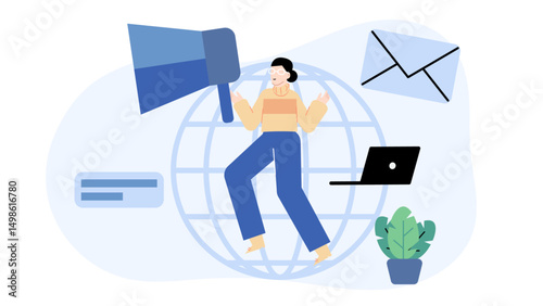 Global communication concept, promoting environmental awareness, remote work, or online activism, social media campaigns, business presentations, and educational materials.