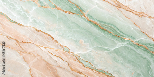 Wallpaper Mural Pale green marble with golden/copper veining that creates elegant contrast against the soft mint background Torontodigital.ca