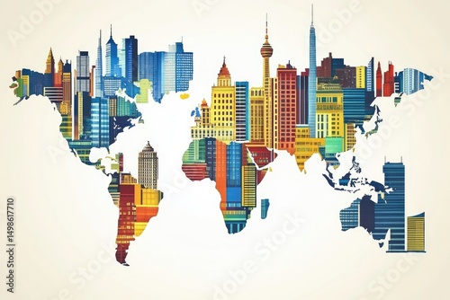 Global city skyline map