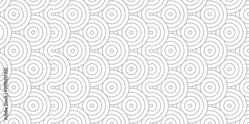 Overlapping creative diamond circle abstract white and gray pattern background with waves texture. geometric digital fabric pattern circles floral lapping white retro background.	
