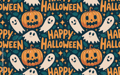 halloween seamless pattern, halloween, pumpkin, vector, autumn, pattern, illustration, seamless, orange, set, holiday, icon, october, celebration, design, cartoon, horror, spooky, fun, face, art, seas