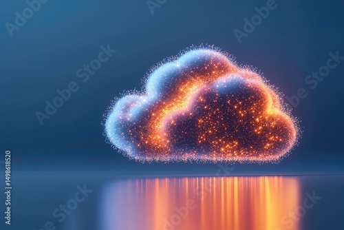 Abstract cloud, glowing particles