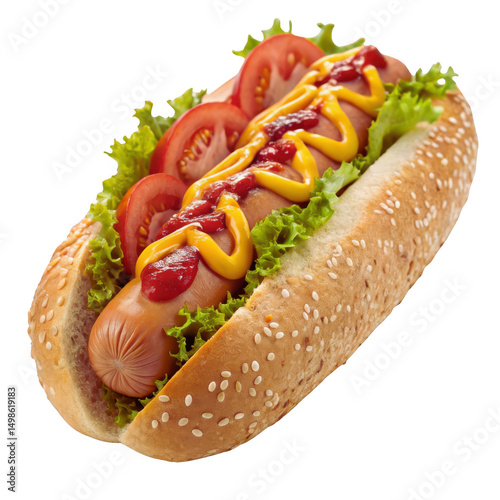 American Hot Dog with Chili and Mustard