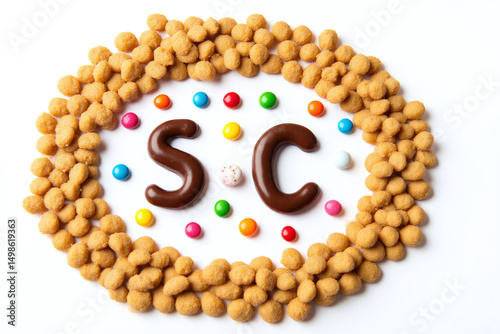 circle of dog food with the letter s spelled in it photo