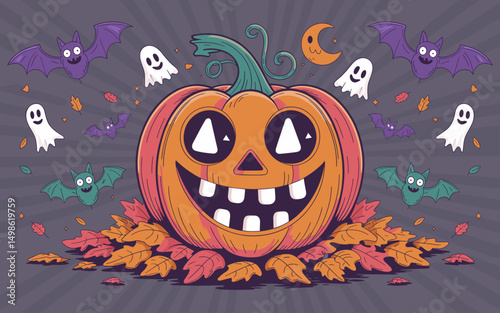 halloween seamless pattern, halloween, pumpkin, vector, autumn, pattern, illustration, seamless, orange, set, holiday, icon, october, celebration, design, cartoon, horror, spooky, fun, face, art, seas