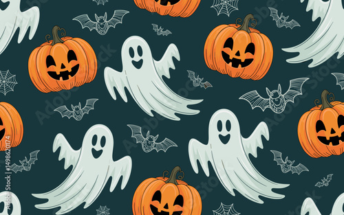 halloween seamless pattern, halloween, pumpkin, vector, autumn, pattern, illustration, seamless, orange, set, holiday, icon, october, celebration, design, cartoon, horror, spooky, fun, face, art, seas