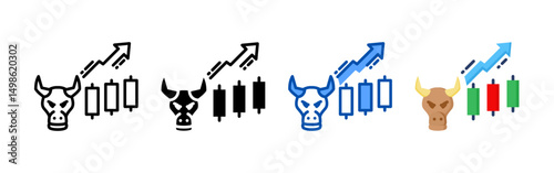 Bull market icon set bundle. Multi style icon collection perfect for websites, apps, and presentations. Simple vector icon collection