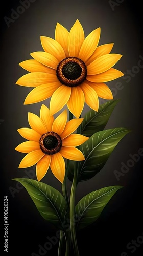 Sunflowers, dark background, close-up