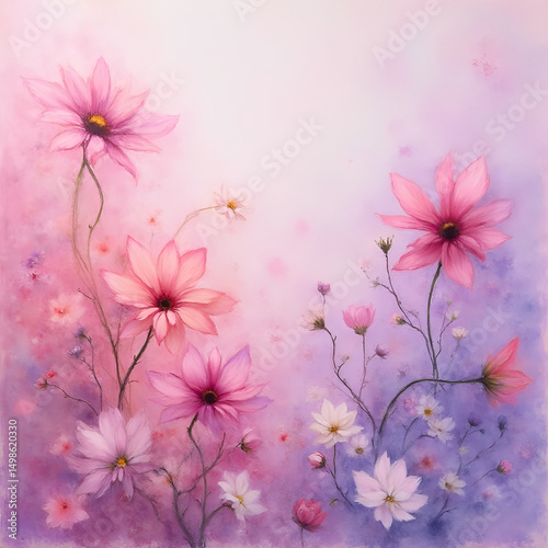 Pink background with flowers
