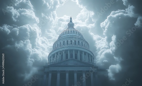 Us capitol building dramatic cloudscape majestic dome