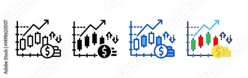 Trading icon set bundle. Multi style icon collection perfect for websites, apps, and presentations. Simple vector icon collection