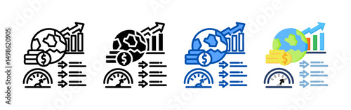 Economic indicators icon set bundle. Multi style icon collection perfect for websites, apps, and presentations. Simple vector icon collection