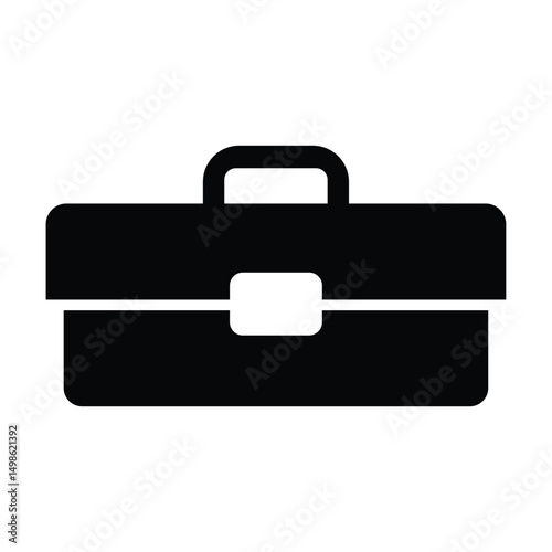  Black Office Bag Icon - Business Briefcase Symbol Illustration