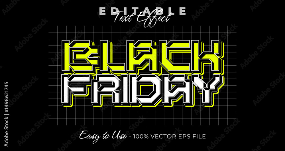 Fototapeta premium Black friday editable text effect, 3d typography in graphic styles